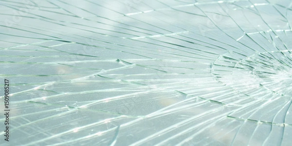 Fototapeta Fractured glass texture with prismatic light effect, abstract pattern, sharp lines, and modern artistic style