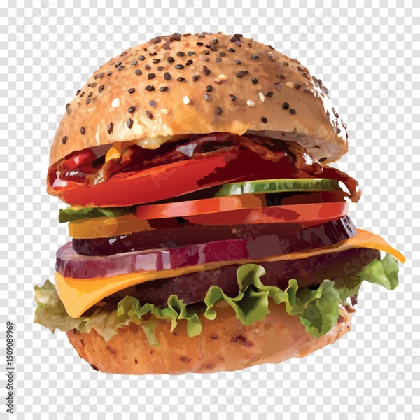 Fototapeta vector hamburger on white