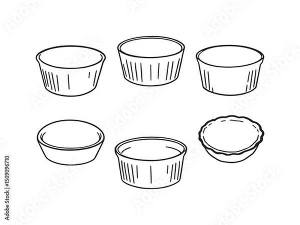 Fototapeta Ramekin Baking Dish Line Art Illustration