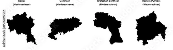 Fototapeta Goslar, Gottingen, Grafschaft Bentheim, Hameln-Pyrmont outline maps