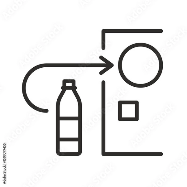 Fototapeta Automatic bottle recycling machine. Deposit bottle recycling icon. Reuse plastic. Thin line vector illustration. Reversible vending machine.