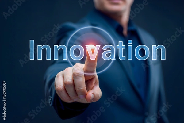 Obraz Innovation technology concept businessman touching virtual interface idea