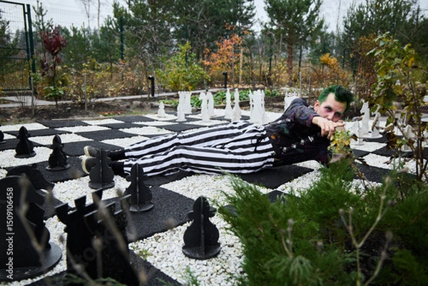 Fototapeta A Creative and Artistic Chess Themed Photoshoot Featuring Unique and Engaging Characters