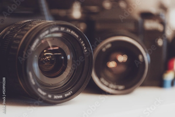 Obraz Collection of Both Vintage and Modern Cameras