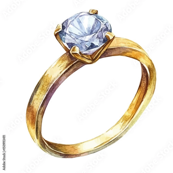 Fototapeta watercolor vector of Ring, high quality, isolated on a white background.