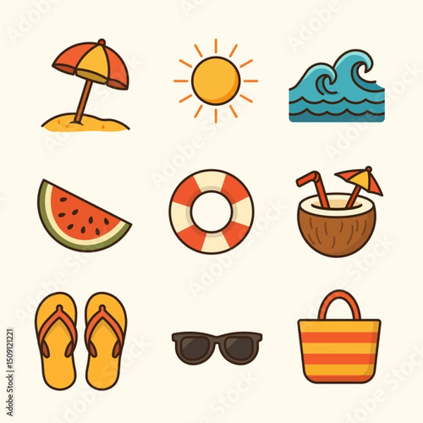 Fototapeta Summer Element Flat Design Vector