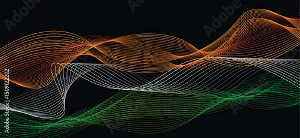 Fototapeta line art Indian flag color abstract vector background