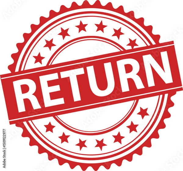 Fototapeta Red Return Stamp with Stars: Guarantee, Refund, Exchange and Return Policy.