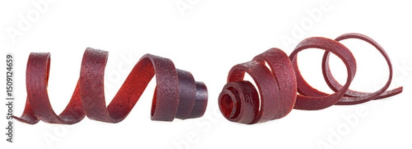 Fototapeta Natural and healthy snack food - fruit pastille from apples, raspberry and currant on a white background. Fruit Marshmallow. Fruit pastille rolls.