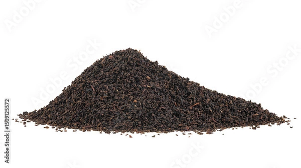 Fototapeta Heap of dry black tea leaves isolated on a white background. Ceylon black tea pekoe.