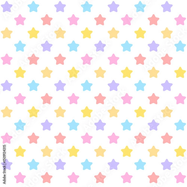 Obraz Seamless pattern with pastel stars on white background.Kids, baby or childish fabric.Surface design for textile.Decoration ornament.Repeat tile.Wrapping paper.Graphic design.Vector illustration.