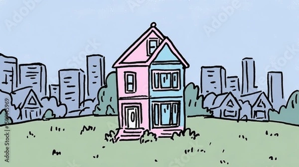 Fototapeta an American-style two-story house 