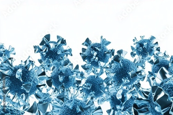 Fototapeta different types of blue color virus on white background