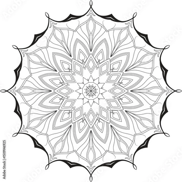 Obraz Mandala art isolated on white background. Simple Floral  mandala art for Coloring book page Art on the wall Lace pattern.