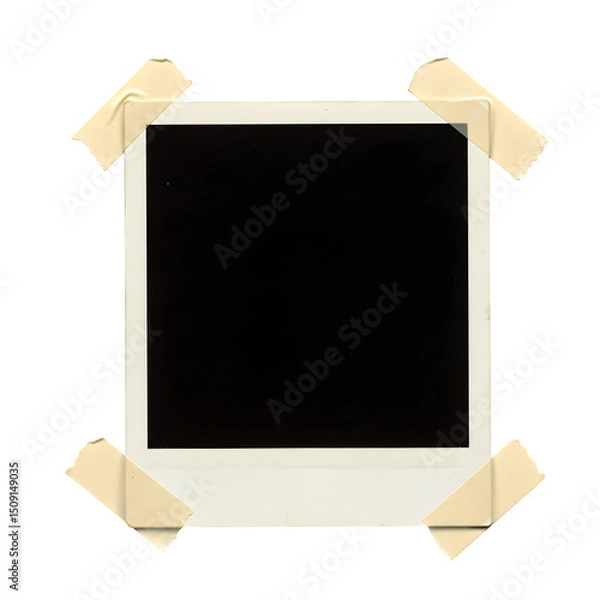 Fototapeta Polaroid frame with tape isolated on white or transparent background. PNG