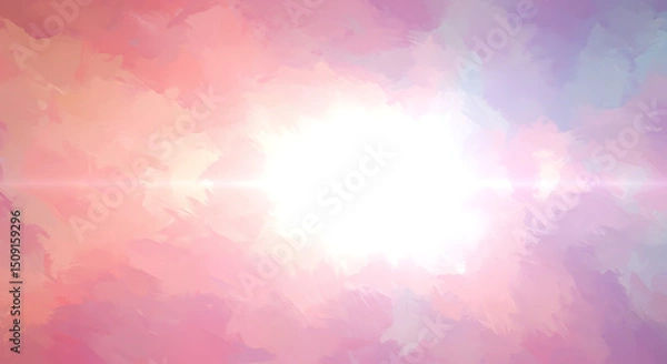 Fototapeta Pastel Pink and Purple Abstract Watercolor Background with Bright Center Light Flare