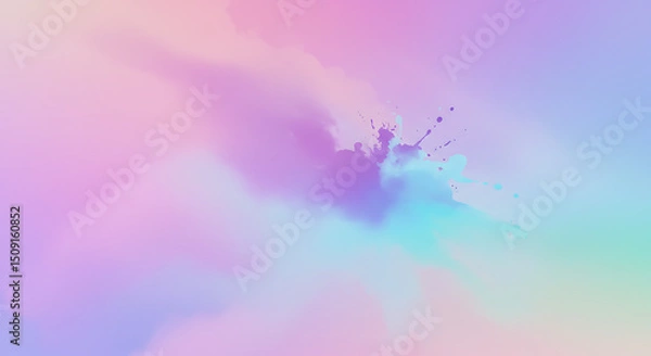 Fototapeta Pastel Color Splash Background Abstract Soft Pink Purple and Blue Gradient with Paint Splatter