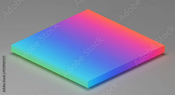 Fototapeta Vibrant Rainbow Gradient Square Abstract 3D Geometric Shape Modern Colorful Background
