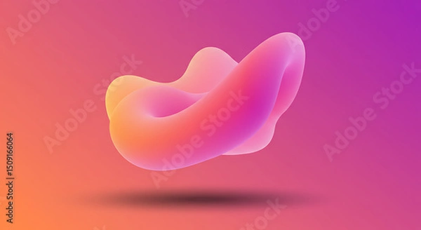 Fototapeta Abstract Pink and Orange Fluid Shape 3D Render Gradient Background Modern Design Digital Art