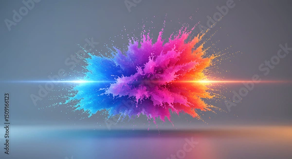 Fototapeta Vibrant Rainbow Color Splash Explosion Dynamic Paint Burst Abstract Background