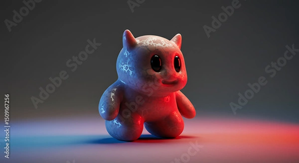 Fototapeta Adorable 3D Rendered Cartoon Monster Cute Small Fantasy Creature Design