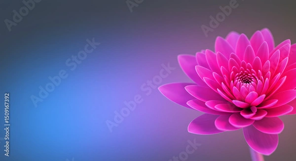Fototapeta Vibrant Pink Lotus Flower Blossom on Soft Blue Gradient Background