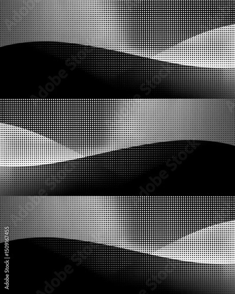 Fototapeta Black and white abstract background. Patterned dotted wallpaper, backgrounds with halftone waves, suitable for web.