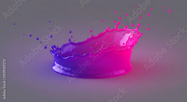 Fototapeta Vibrant Pink and Purple Liquid Splash Dynamic 3D Render Abstract Background