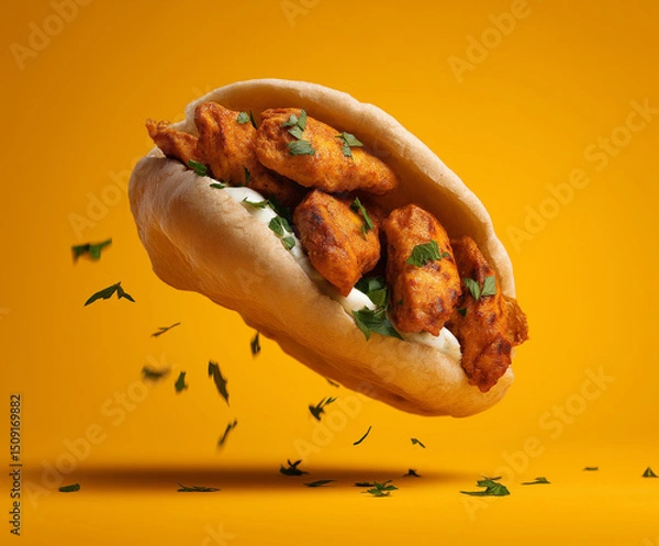 Obraz pita with spicy shawarma created with Generative AI Technology, ai, generative