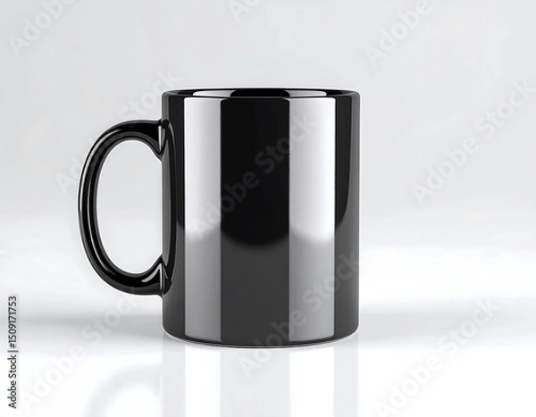 Obraz Glossy black mug, simple design, studio shot