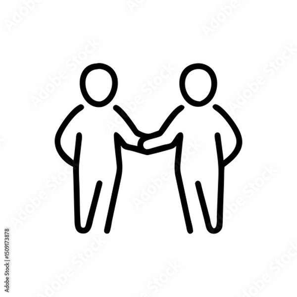 Fototapeta Two people shaking hands in a minimalist line art style  