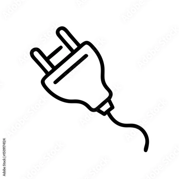 Fototapeta Electrical plug with cord in minimalist line art style  