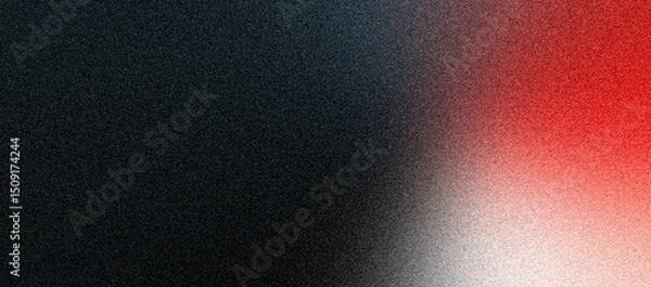 Fototapeta Dark vibrant black red white blurred grainy background, abstract noise texture effect banner backdrop, copy space