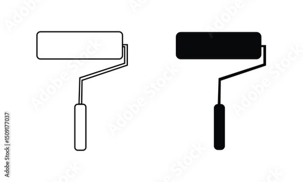 Fototapeta Paint roller vector icon. Painting and Home Renovation tools icon. Color brush. Wall paint brush vector icon.
