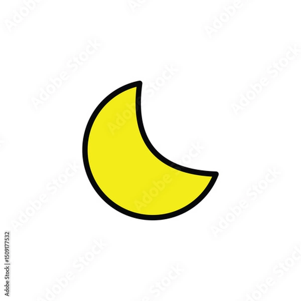 Fototapeta Yellow crescent moon icon vector. Minimalist moon logo design vector template. Simple crescent moon vector icon with white background. Simple and editable basic moon icons. Eps file 68.