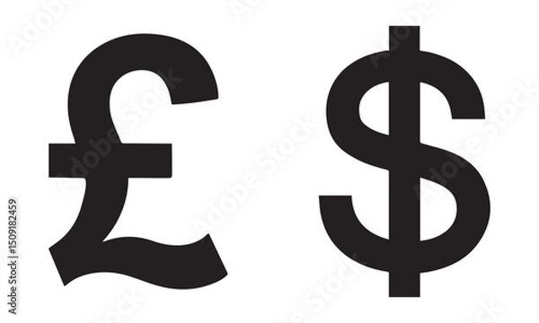 Fototapeta Pound & Dollar icon isolated on transparent background. vector illustration. vector illustration eps file.