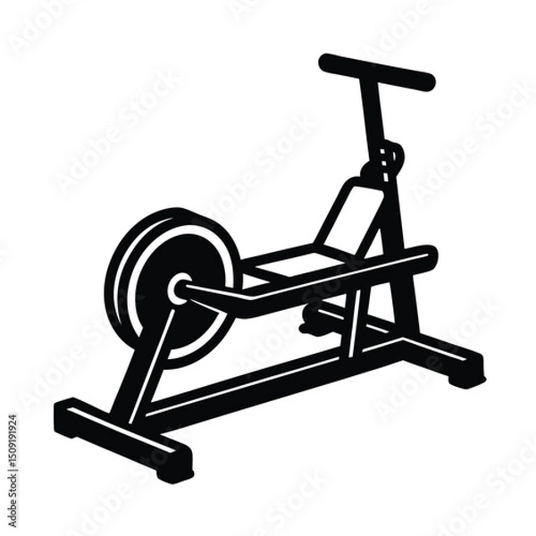 Fototapeta Seated Row Machine Back Exercise Equipment Silhouette Vector Art Illustration