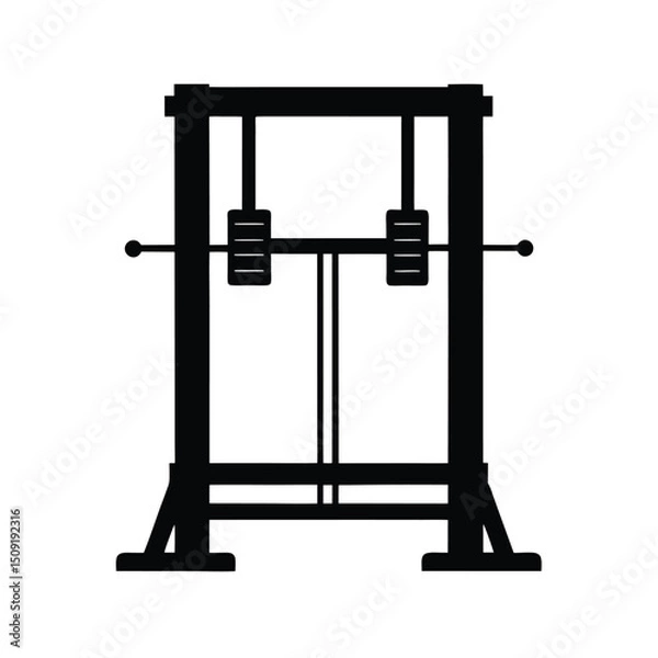Fototapeta Smith Machine Strength Training Gym Equipment Silhouette Vector Art Illustration