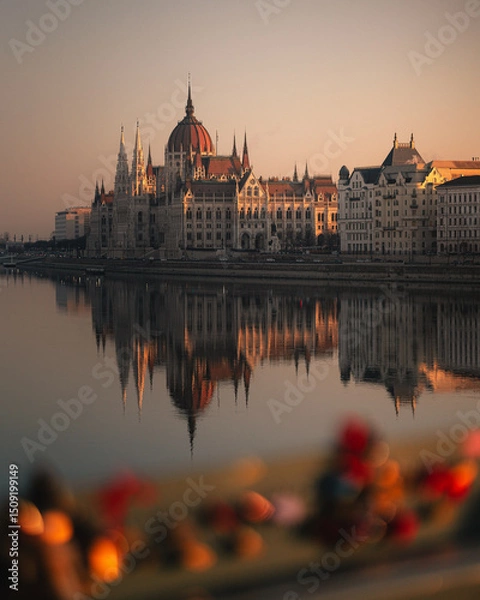 Fototapeta View on Budapest with Chain Bridge and Parliament