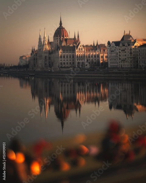 Fototapeta View on Budapest with Chain Bridge and Parliament