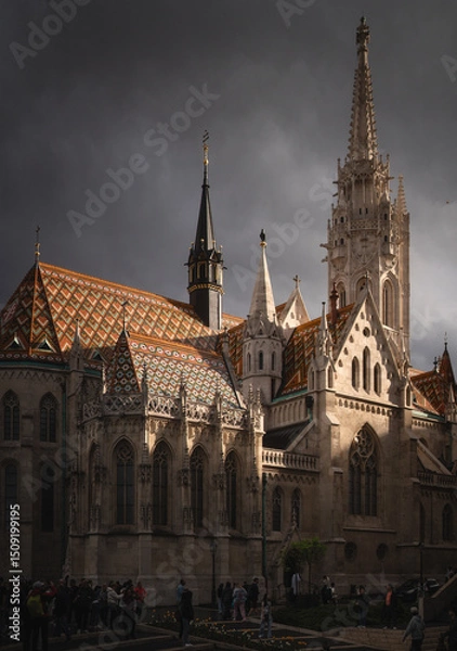 Fototapeta View of the iconic Matthias Church in Buda Castle, Budapest, Hungary