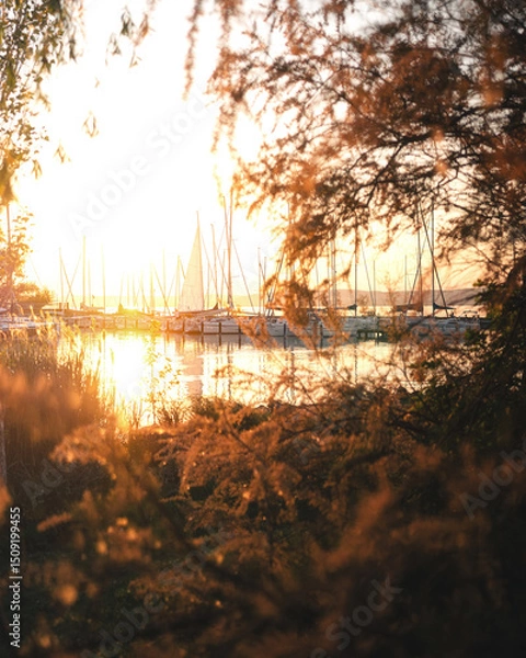 Fototapeta Amazing sunset over lake Balaton in summer