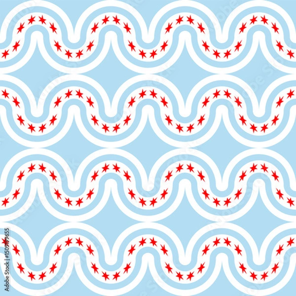 Fototapeta wave pattern of chicago flag. abstract background for decoration. vector illustration