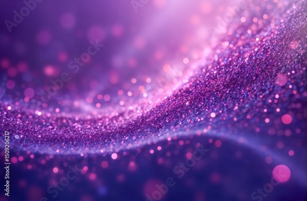 Fototapeta Vibrant hues of purple and pink create a mesmerizing, abstract background filled with shimmering particles. The swirling patterns evoke a sense of movement and energy.