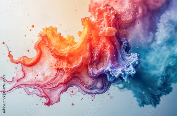 Fototapeta Vibrant fluid colors blend in a mesmerizing abstract display showcasing motion and creativity in an artistic composition