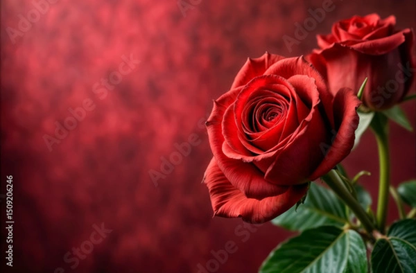 Fototapeta Elegant red roses in a soft focus setting create a romantic atmosphere perfect for any occasion