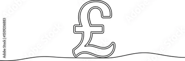 Fototapeta Pound Sterling Currency Symbol Line Art, Minimalist Vector Illustration.