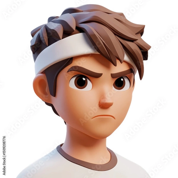 Fototapeta Stylized 3D Cartoon Character Portrait: Young Male with Expressive Features and Modern Design, Perfect for Animation and Graphic Projects