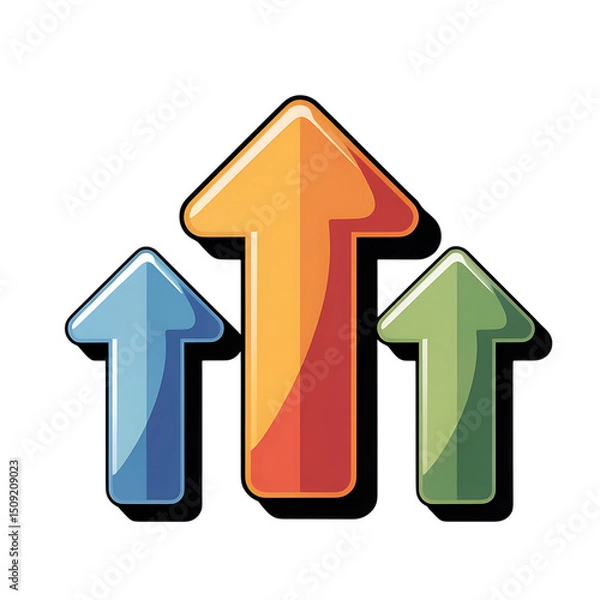 Obraz Three Colorful Upward Arrows Representing Growth and Progress