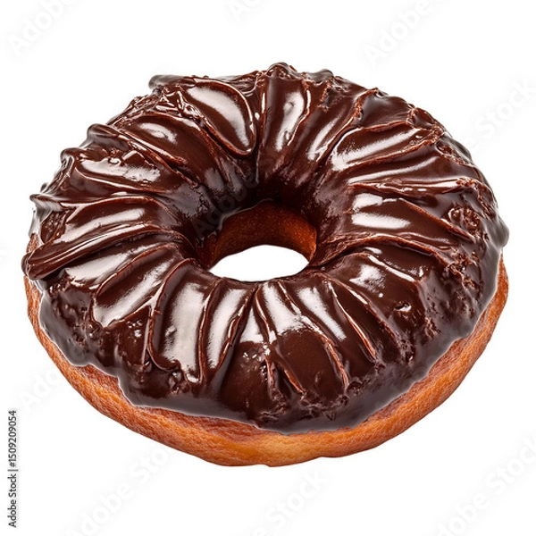 Obraz A delectable chocolate doughnut with rich, smooth glaze, beckoning with its sweet temptation and perfect circular form.
